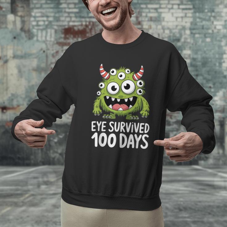 Eye Survived 100 Days Of School Monster Lover Teacher Kids Men Graphic Sweatshirt, gift for family, gift for coworker Eye Survived 100 Days Of School Monster Lover Teacher Kids Men Graphic Sweatshirt, gift for family, gift for coworker