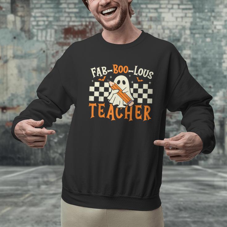 Fab Boo Lous Teacher Retro Ghost Spooky Halloween Costume Men Graphic Sweatshirt, gift for family, gift for coworker