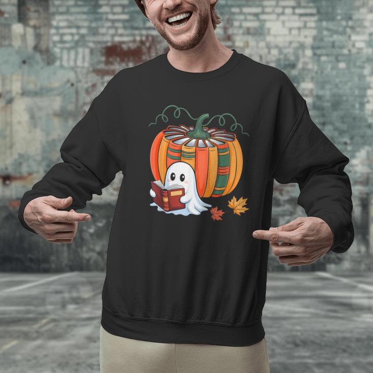 Fall Book Pumpkin Ghost Reading Books Halloween Teacher Men Graphic Sweatshirt, gift for family, gift for coworker Fall Book Pumpkin Ghost Reading Books Halloween Teacher Men Graphic Sweatshirt, gift for family, gift for coworker