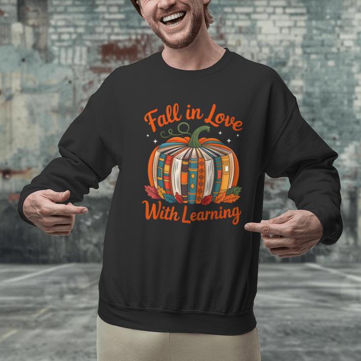 Fall In Love With Learning Book Lover Autumn Pumpkin Teacher Men Graphic Sweatshirt, gift for family, gift for coworker Fall In Love With Learning Book Lover Autumn Pumpkin Teacher Men Graphic Sweatshirt, gift for family, gift for coworker
