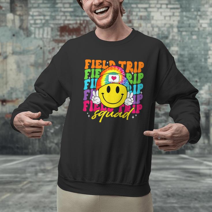 Field Trip Squad Groovy Field Day Smile Face Teacher Tie Dye Men Graphic Sweatshirt, Groovy Teacher Sweatshirts, gift for family, gift for coworker Field Trip Squad Groovy Field Day Smile Face Teacher Tie Dye Men Graphic Sweatshirt, Groovy Teacher Sweatshirts, gift for family, gift for coworker
