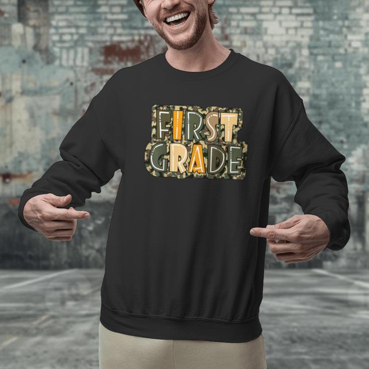 First 1St Grade Camo Camouflage Boy Teacher Back To School Men Graphic Sweatshirt, First Grade Teacher Sweatshirts, gift for family, gift for coworker First 1St Grade Camo Camouflage Boy Teacher Back To School Men Graphic Sweatshirt, First Grade Teacher Sweatshirts, gift for family, gift for coworker