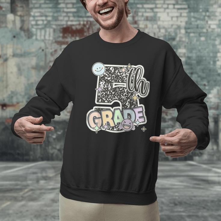 First Day Of Fifth Grade Composition Notebook Teacher Men Graphic Sweatshirt, First Grade Teacher Sweatshirts, gift for family, gift for coworker