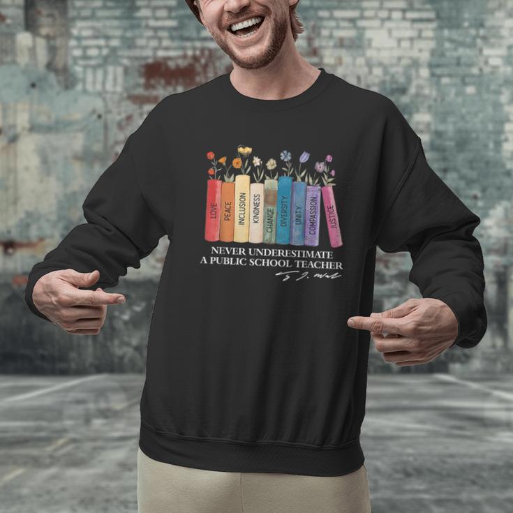 Floral Books Never Underestimate A Public School Teacher Men Graphic Sweatshirt, gift for family, gift for coworker Floral Books Never Underestimate A Public School Teacher Men Graphic Sweatshirt, gift for family, gift for coworker