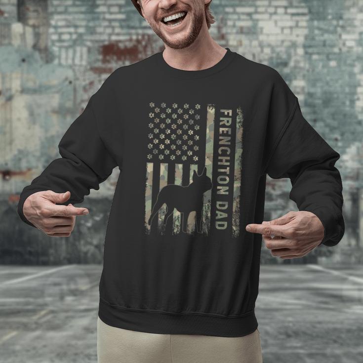 Frenchton Dad French Bulldog Boston Terrier Camo USA Flag Men Graphic Sweatshirt, French Bulldog Dad Sweatshirts, Boston Terrier Dad Sweatshirts, gift for family, gift for coworker