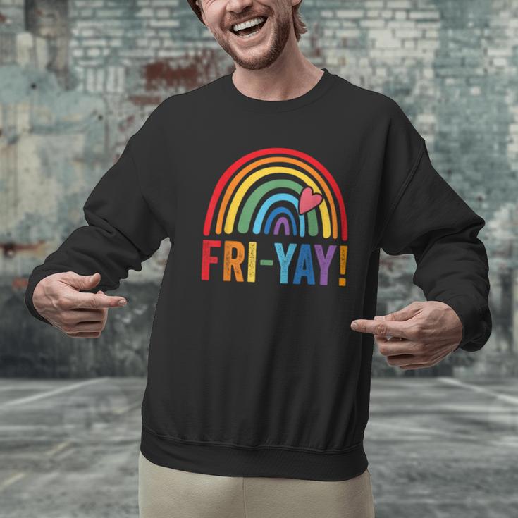 Fri-Yay Friyay Rainbow Colors Teacher Childrens Fun Designs Men Graphic Sweatshirt, gift for family, gift for coworker Fri-Yay Friyay Rainbow Colors Teacher Childrens Fun Designs Men Graphic Sweatshirt, gift for family, gift for coworker
