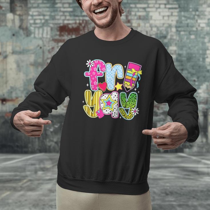 Fri-Yay Happy Friday Weekend Teacher Back To School Men Graphic Sweatshirt, gift for family, gift for coworker