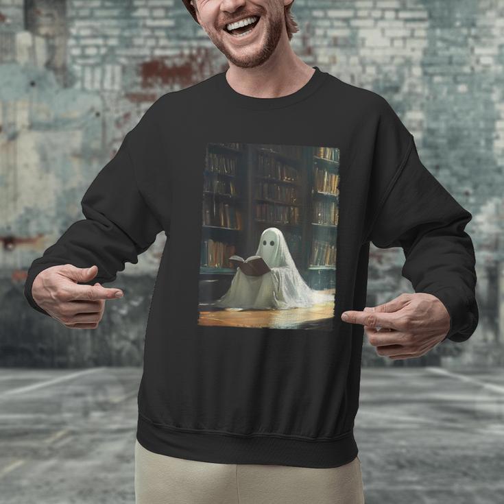 Ghost Library Halloween Book Reading Books Lover Teacher Men Graphic Sweatshirt, gift for family, gift for coworker