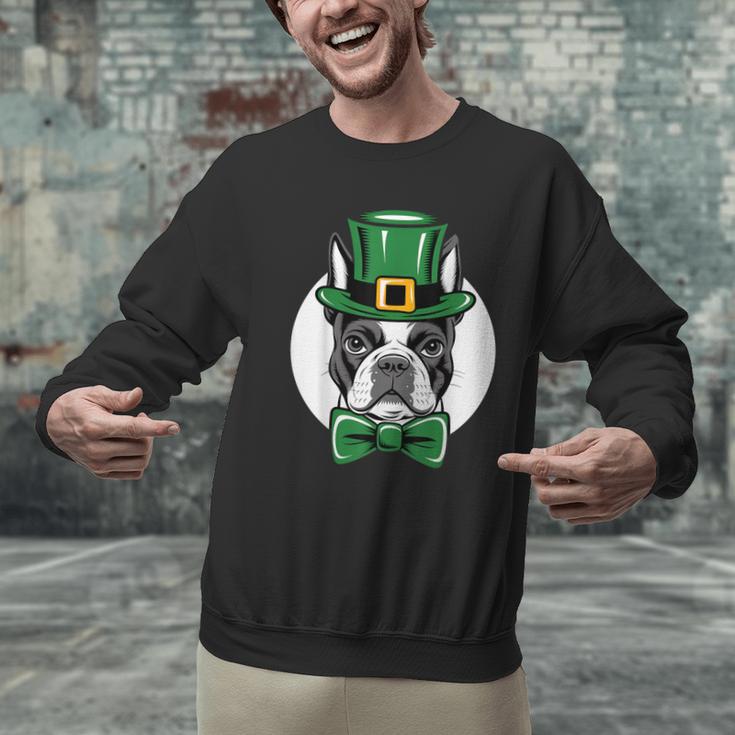 Green Boston Terrier Shamrock St Patricks Day Boston Terrier Men Graphic Sweatshirt, gift for family, gift for coworker