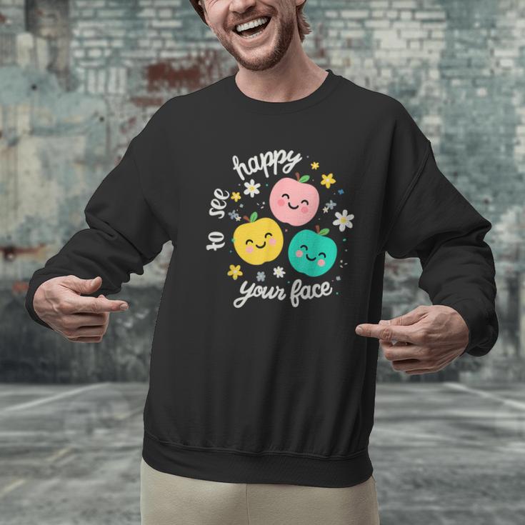 Groovy Happy To See Your Face Teacher School Appreciation Men Graphic Sweatshirt, Groovy Teacher Sweatshirts, gift for family, gift for coworker