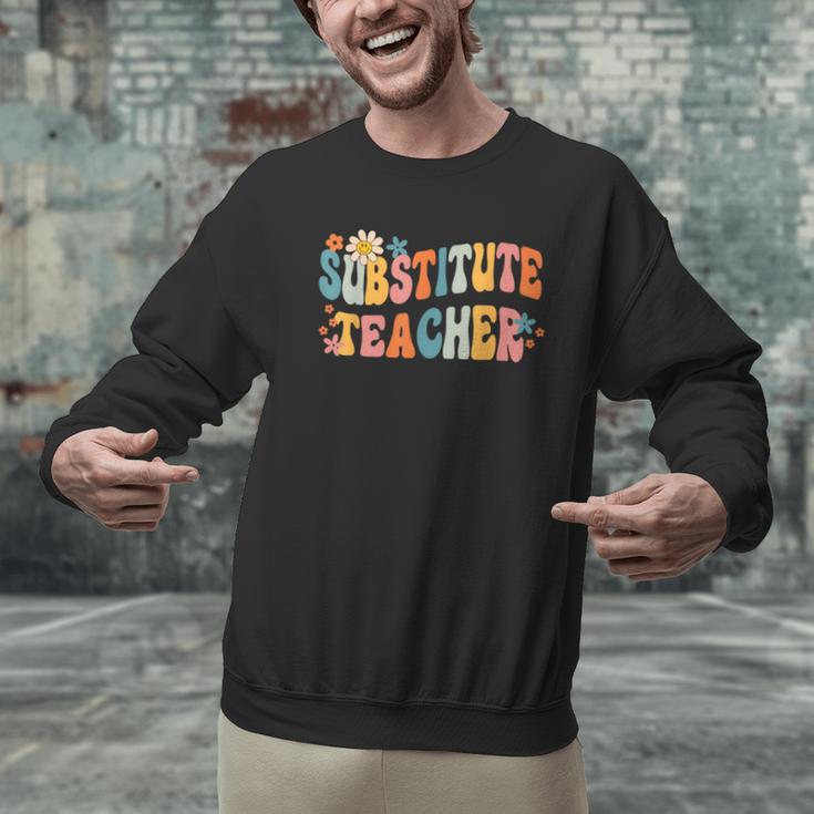 Groovy Substitute Teacher Retro Teacher Back To School Men Graphic Sweatshirt, Groovy Teacher Sweatshirts, gift for family, gift for coworker Groovy Substitute Teacher Retro Teacher Back To School Men Graphic Sweatshirt, Groovy Teacher Sweatshirts, gift for family, gift for coworker