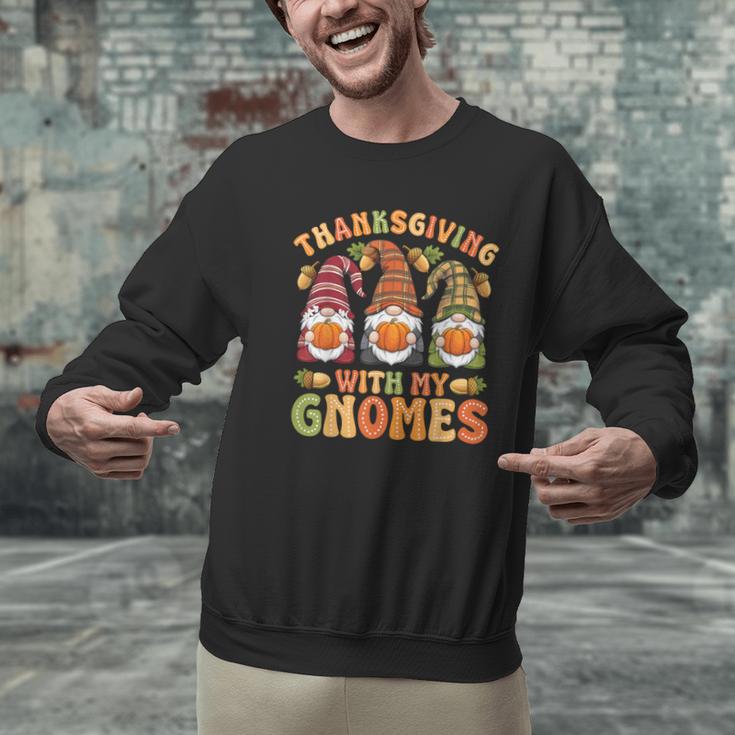 Groovy Thanksgiving With My Gnomie Women Teacher Fall Gnome Men Graphic Sweatshirt, Groovy Teacher Sweatshirts, gift for family, gift for coworker