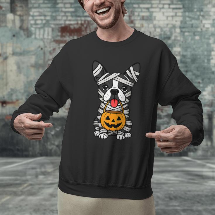 Halloween Dog Boston Terrier Mummy Costume Men Women Kids Men Graphic Sweatshirt, Boston Terrier Halloween Sweatshirts, gift for family, gift for coworker