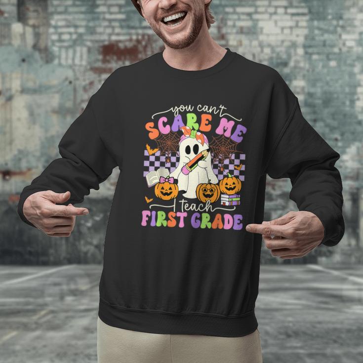 Halloween Teacher You Can't Scare Me I Teach First Grade Men Graphic Sweatshirt, First Grade Teacher Sweatshirts, gift for family, gift for coworker