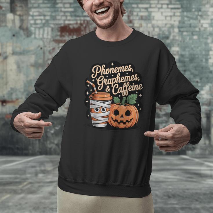 Halloween Teacher Phonemes Graphemes Caffeine Coffee Lover Men Graphic Sweatshirt, gift for family, gift for coworker Halloween Teacher Phonemes Graphemes Caffeine Coffee Lover Men Graphic Sweatshirt, gift for family, gift for coworker