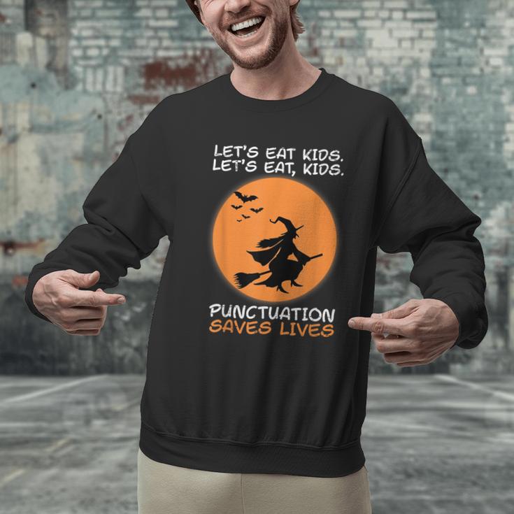 Halloween Teacher Witch Lets Eat Kids Punctuation Men Graphic Sweatshirt, gift for family, gift for coworker