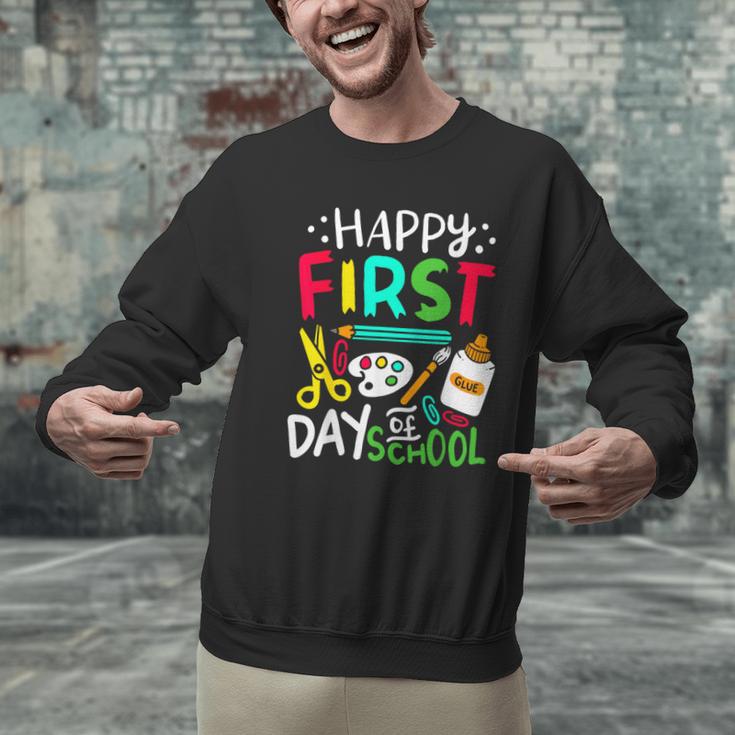 Happy First Day Of School Teacher Back To School Student Men Graphic Sweatshirt, gift for family, gift for coworker Happy First Day Of School Teacher Back To School Student Men Graphic Sweatshirt, gift for family, gift for coworker