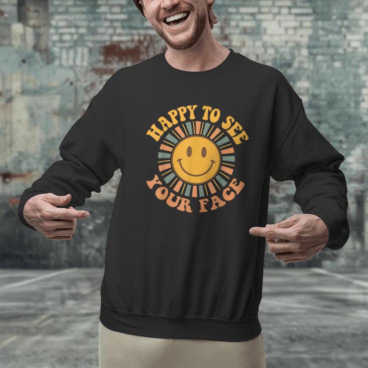 Happy To See Your Face Retro Happy Teacher Back To School Men Graphic Sweatshirt, gift for family, gift for coworker Happy To See Your Face Retro Happy Teacher Back To School Men Graphic Sweatshirt, gift for family, gift for coworker