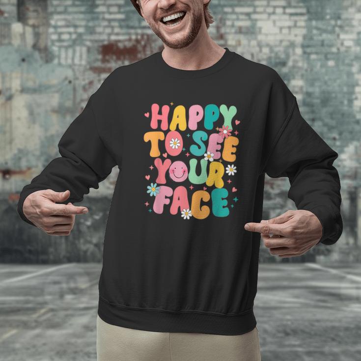 Happy To See Your Face Teacher Disco Ball Back To School Men Graphic Sweatshirt, gift for family, gift for coworker Happy To See Your Face Teacher Disco Ball Back To School Men Graphic Sweatshirt, gift for family, gift for coworker