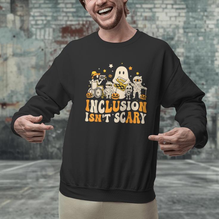 Inclusion Isn't Scary Mummy Boo Ghost Halloween SLP Teacher Men Graphic Sweatshirt, gift for family, gift for coworker