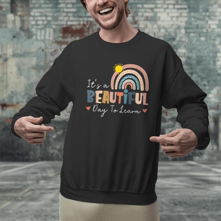 It's A Beautiful Day To Learn Cute Rainbow Boho Teacher Men Graphic Sweatshirt, gift for family, gift for coworker