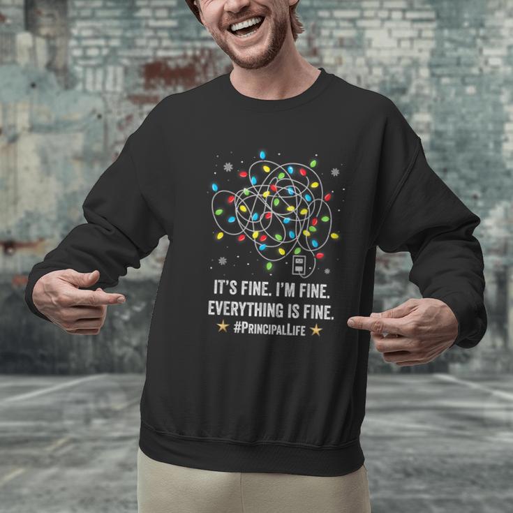 It's Fine I'm Fine Christmas Light Principal Teacher Xmas Men Women Men Graphic Sweatshirt, gift for family, gift for coworker
