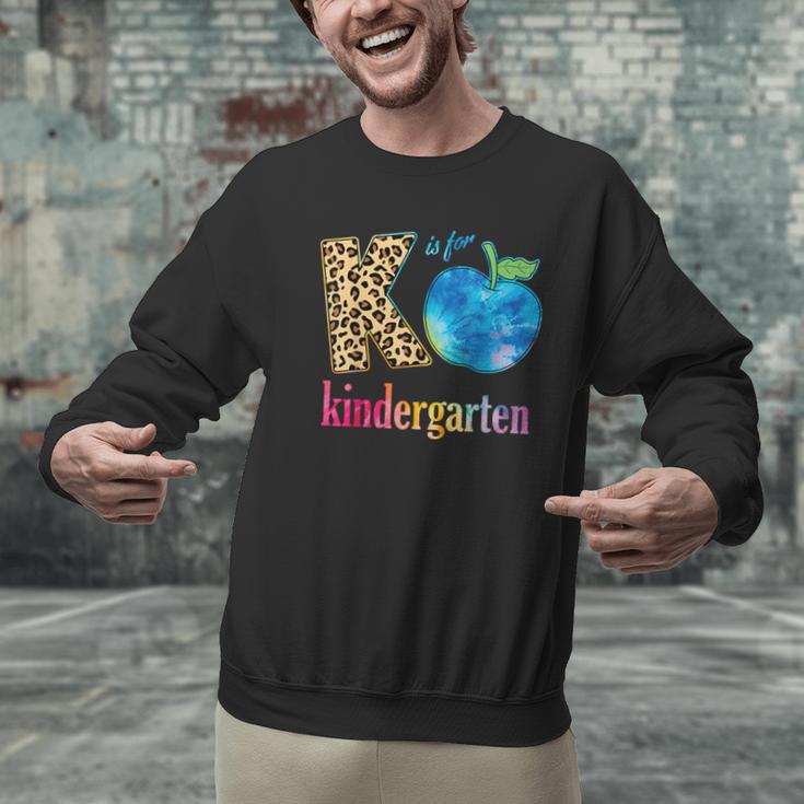 K Is For Kindergarten Teacher Tie Dye Back To School Kinder For Men Women Girls Kids Men Graphic Sweatshirt, gift for family, gift for coworker