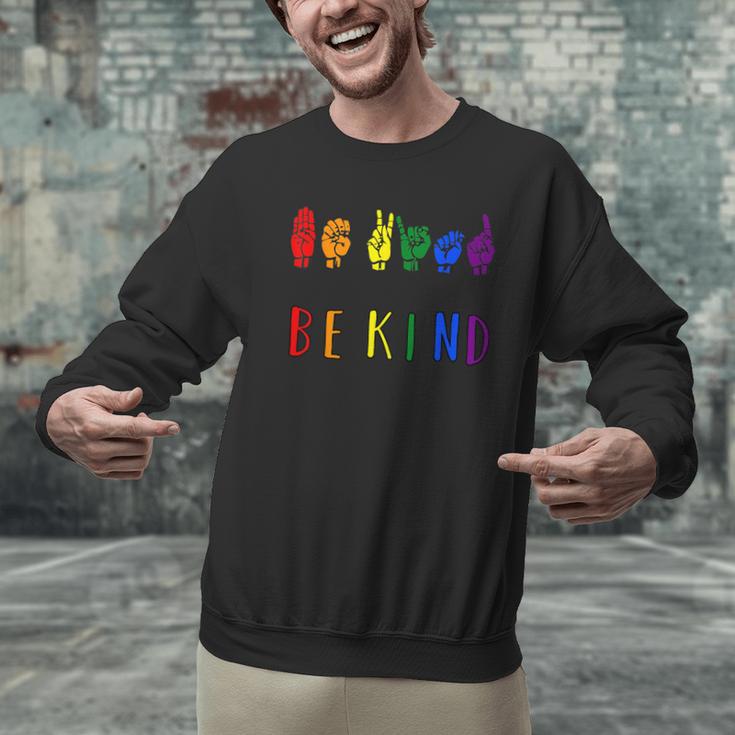 Be Kind Pride Sign Language Rainbow Teachers Interpreter ASL Men Graphic Sweatshirt, gift for family, gift for coworker