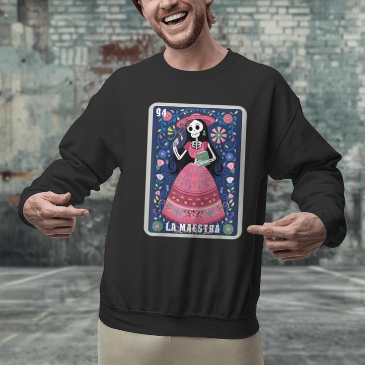 La Maestra Halloween Mexican Bingo Card Teacher Lottery Card Men Graphic Sweatshirt, gift for family, gift for coworker La Maestra Halloween Mexican Bingo Card Teacher Lottery Card Men Graphic Sweatshirt, gift for family, gift for coworker