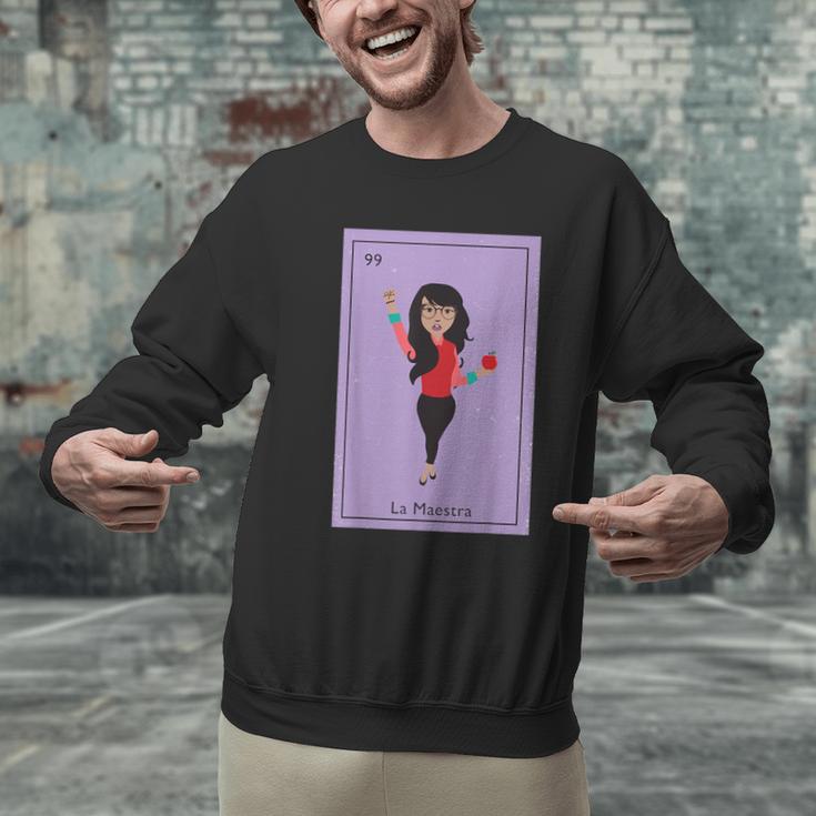 La Maestra Mexican Bingo Card Teacher Lottery Card Men Graphic Sweatshirt, gift for family, gift for coworker La Maestra Mexican Bingo Card Teacher Lottery Card Men Graphic Sweatshirt, gift for family, gift for coworker