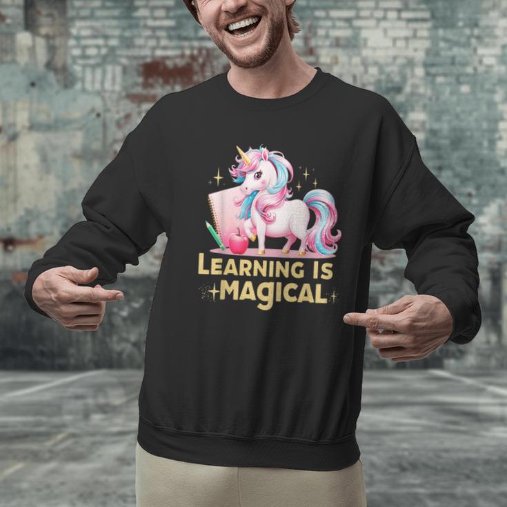LEARNING IS MAGICAL TEACHER UNICORN BACK TO SCHOOL UNICORN Men Graphic Sweatshirt, gift for family, gift for coworker LEARNING IS MAGICAL TEACHER UNICORN BACK TO SCHOOL UNICORN Men Graphic Sweatshirt, gift for family, gift for coworker