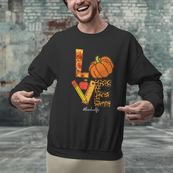 Leopard Pumpkin Love Teacher Life Thanksgiving Fall Women Men Graphic Sweatshirt, gift for family, gift for coworker Leopard Pumpkin Love Teacher Life Thanksgiving Fall Women Men Graphic Sweatshirt, gift for family, gift for coworker