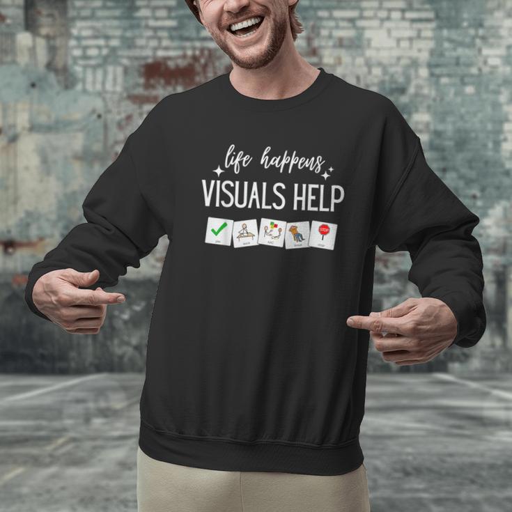 Life Happens Visuals Help Special Education Teacher Aide Men Women Men Graphic Sweatshirt, gift for family, gift for coworker
