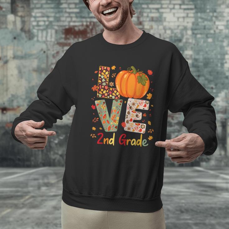 Love 2nd Grade Happy Fall Thanksgiving For 2nd Teacher For Men Women Girls Kids Men Graphic Sweatshirt, 2nd Grade Teacher Sweatshirts, gift for family, gift for coworker