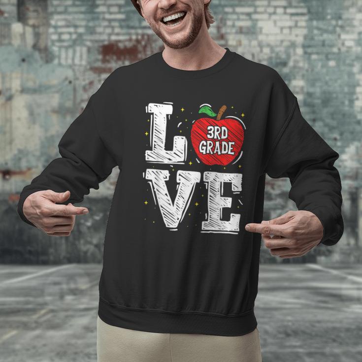 LOVE Apple 3rd Grade Teacher Student School Men Graphic Sweatshirt, gift for family, gift for coworker LOVE Apple 3rd Grade Teacher Student School Men Graphic Sweatshirt, gift for family, gift for coworker