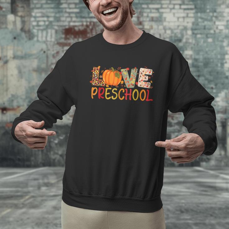 Love Preschool Happy Fall Thanksgiving Women Teacher Men Graphic Sweatshirt, gift for family, gift for coworker Love Preschool Happy Fall Thanksgiving Women Teacher Men Graphic Sweatshirt, gift for family, gift for coworker