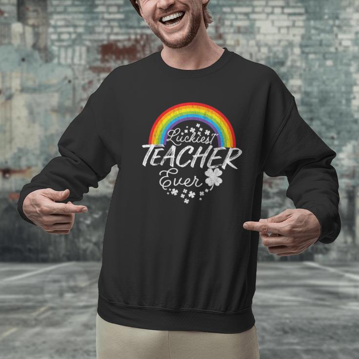 Luckiest Teacher Ever Rainbow- St Patricks Day Teacher Men Graphic Sweatshirt, gift for family, gift for coworker