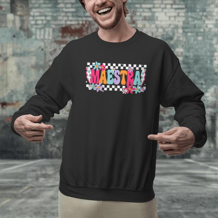Maestra Teacher Spanish Back To School First Day Of School Men Graphic Sweatshirt, gift for family, gift for coworker Maestra Teacher Spanish Back To School First Day Of School Men Graphic Sweatshirt, gift for family, gift for coworker