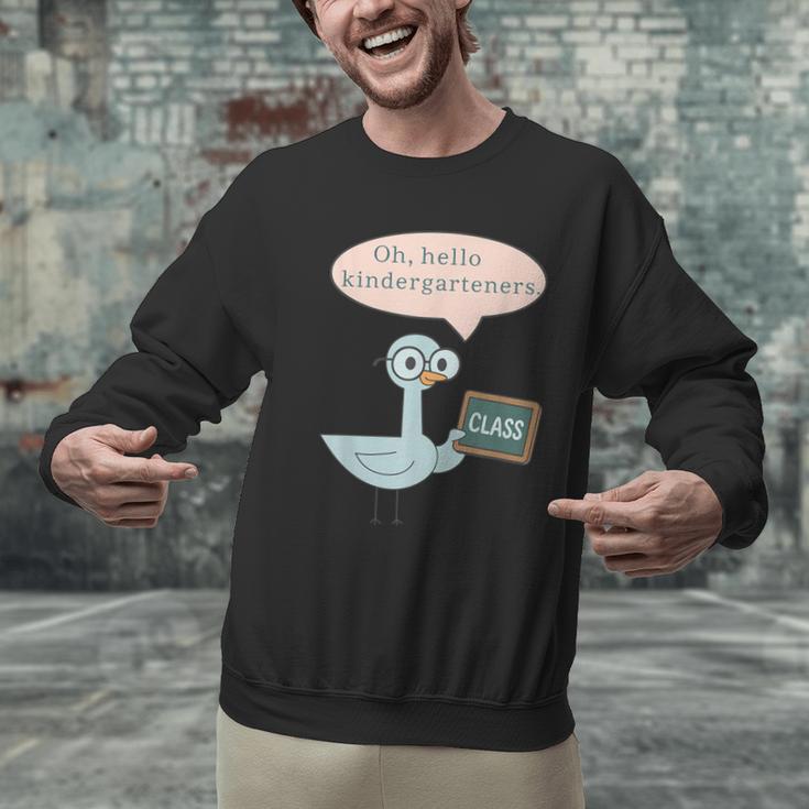 Oh Hello Kindergarteners Shirt Cute Pigeon Teacher Tee Men Graphic Sweatshirt, gift for family, gift for coworker