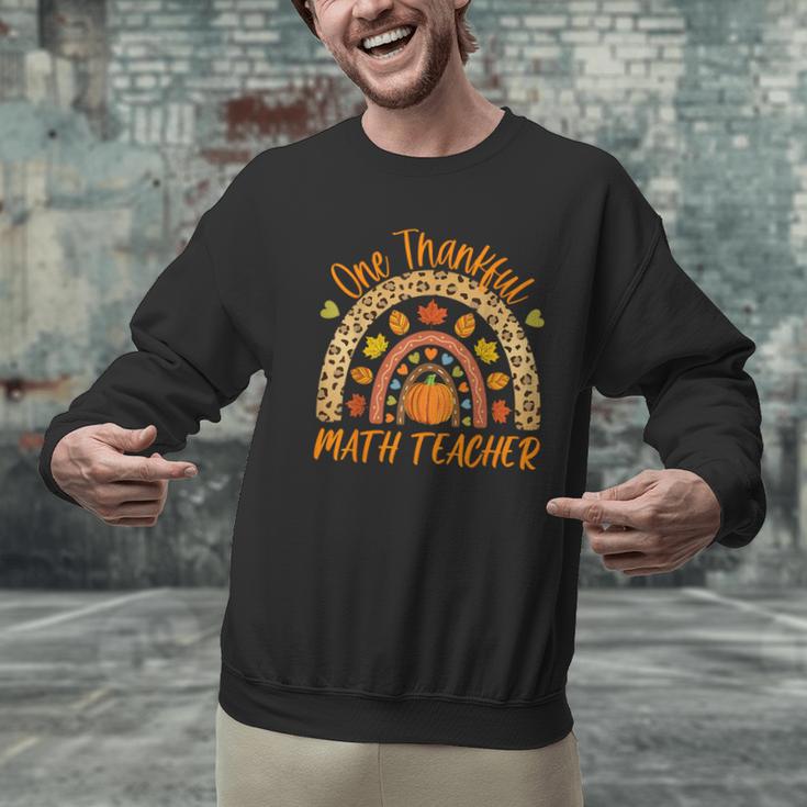 One Thankful Math Teacher Thanksgiving Autumn Fall Rainbow Men Graphic Sweatshirt, gift for family, gift for coworker