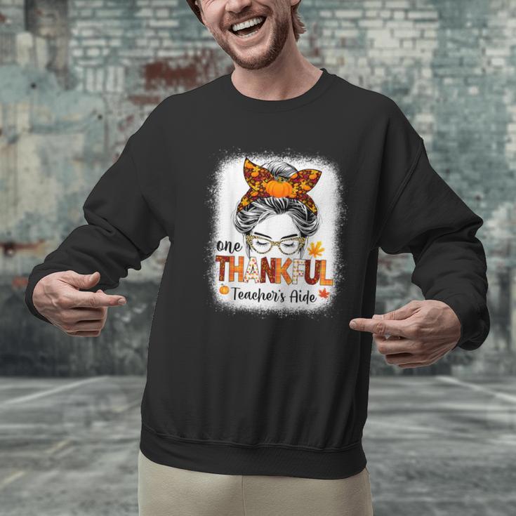 One Thankful Teacher's Aide Messy Bun Thanksgiving Fall Men Graphic Sweatshirt, gift for family, gift for coworker One Thankful Teacher's Aide Messy Bun Thanksgiving Fall Men Graphic Sweatshirt, gift for family, gift for coworker