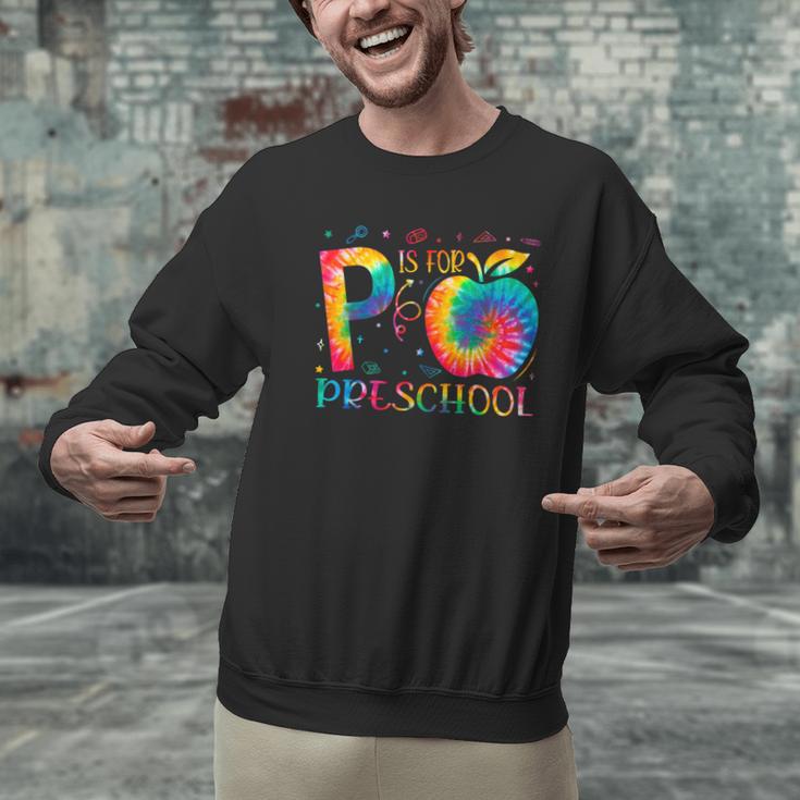 P Is For Preschool Tie Dye Back To School Teacher Men Women Girls Kids Men Graphic Sweatshirt, gift for family, gift for coworker P Is For Preschool Tie Dye Back To School Teacher Men Women Girls Kids Men Graphic Sweatshirt, gift for family, gift for coworker