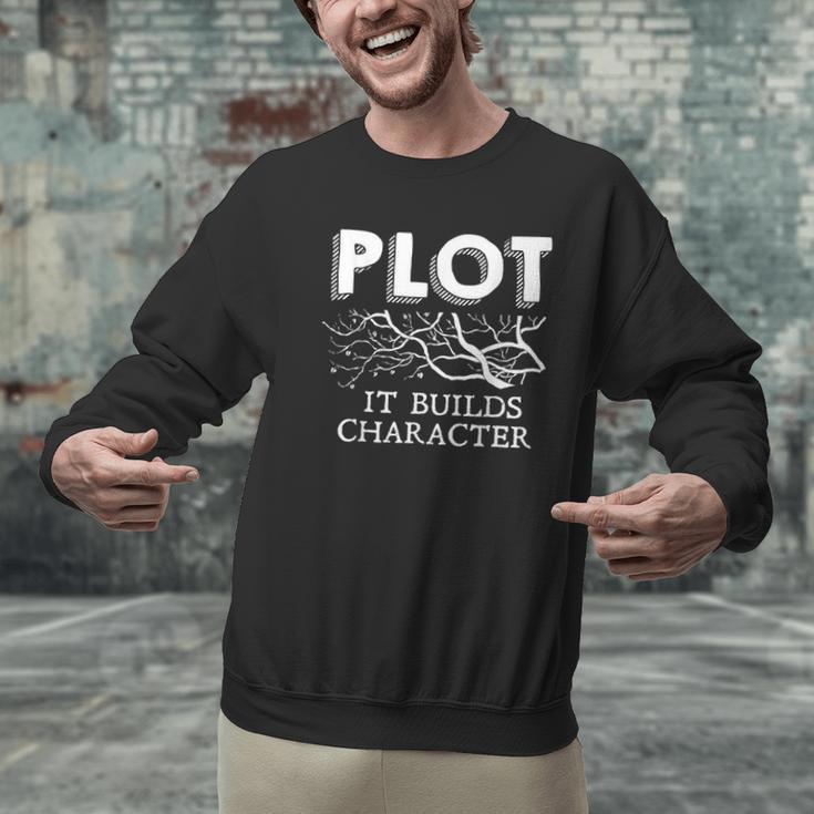 Plot It Builds Character Book Reading Teacher Men Graphic Sweatshirt, gift for family, gift for coworker