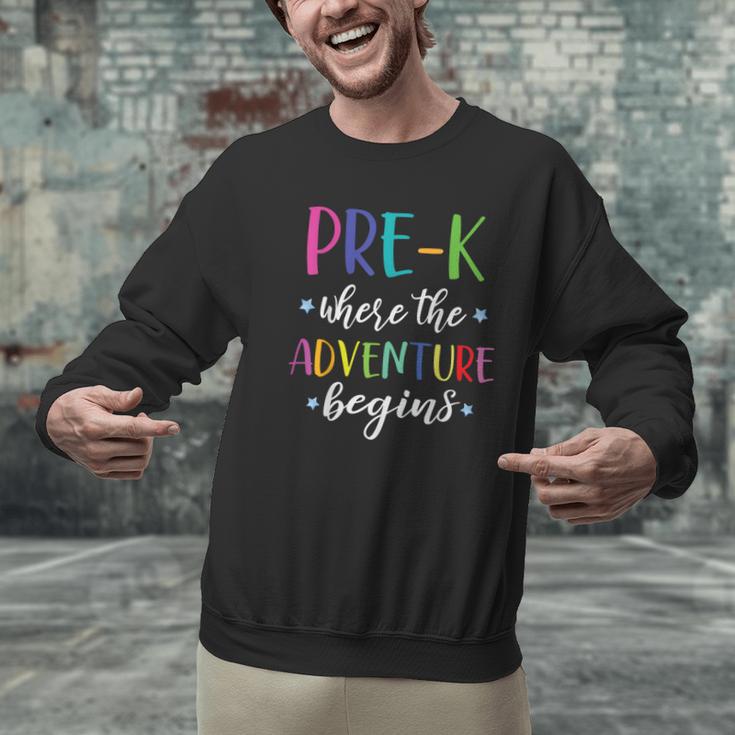 Pre-K Teacher Adventure Begins First Day Preschool Teachers Men Graphic Sweatshirt, gift for family, gift for coworker Pre-K Teacher Adventure Begins First Day Preschool Teachers Men Graphic Sweatshirt, gift for family, gift for coworker