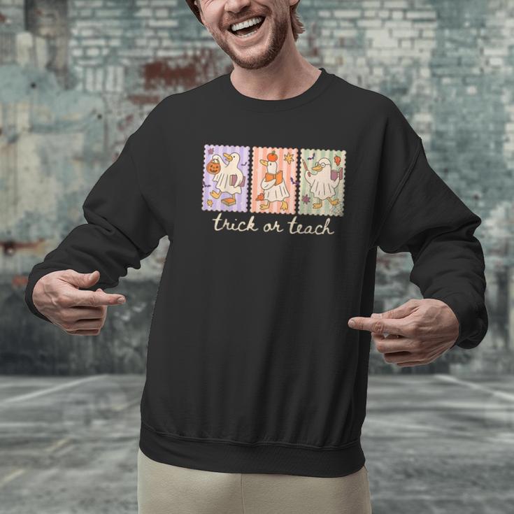 Preppy Goose Teacher Trick Or Teach Halloween Teacher Goose Men Graphic Sweatshirt, gift for family, gift for coworker Preppy Goose Teacher Trick Or Teach Halloween Teacher Goose Men Graphic Sweatshirt, gift for family, gift for coworker