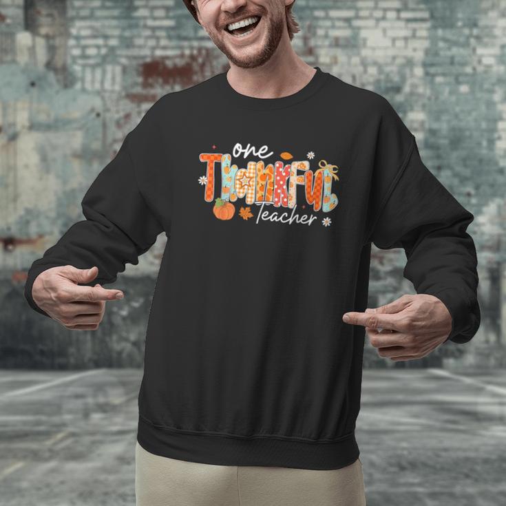 Preppy One Thankful Teacher Coquette Thanksgiving Teacher Men Graphic Sweatshirt, gift for family, gift for coworker Preppy One Thankful Teacher Coquette Thanksgiving Teacher Men Graphic Sweatshirt, gift for family, gift for coworker