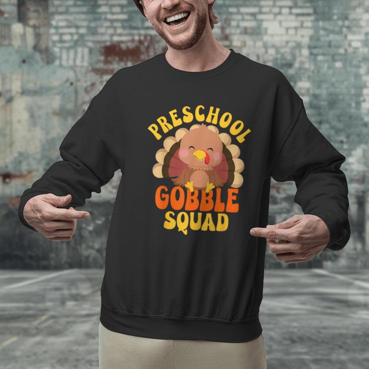 Preschool Gobble Squad Cute Turkey Thanksgiving Teacher Men Graphic Sweatshirt, gift for family, gift for coworker Preschool Gobble Squad Cute Turkey Thanksgiving Teacher Men Graphic Sweatshirt, gift for family, gift for coworker