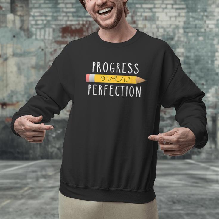 Progress Over Perfection Motivational Teacher Tee Men Graphic Sweatshirt, gift for family, gift for coworker Progress Over Perfection Motivational Teacher Tee Men Graphic Sweatshirt, gift for family, gift for coworker
