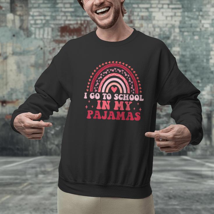 Rainbow Homeschool Mom Teacher I Go To School In My Pajamas Men Graphic Sweatshirt, gift for family, gift for coworker