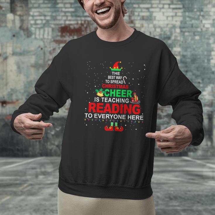Reading Teacher Christmas Shirt Elf Christmas Cheer For Men Women Men Graphic Sweatshirt, gift for family, gift for coworker